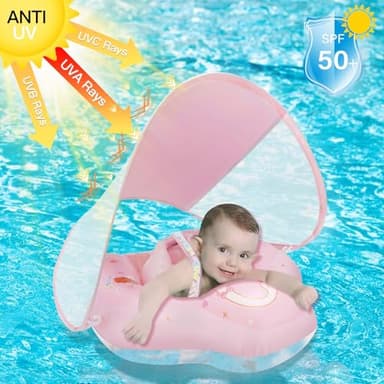 LOOWARTS Baby Float with Canopy,Infant Pool Float with Safety Seat,Baby Swimming Float & Swim Float & Water Float UPF50+ UV Protection for Toddler from 6 to 36 Months. - Image 4