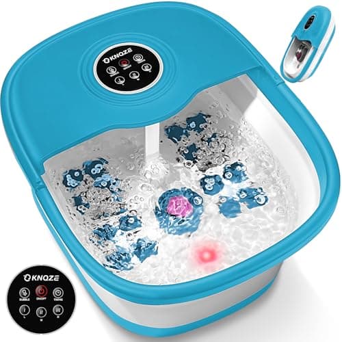 KNQZE Collapsible Foot Spa with Heat, Remote Control, Temperature Control, Bubbles, Pumice Stone, Red Light, Timer, 16 Massage Roller Pedicure Foot Bath Tub Foot Soaker for Relaxation & Stress Relief - Image 1
