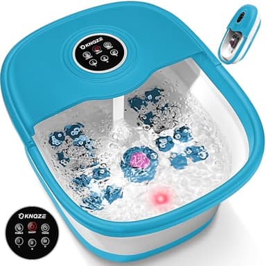 KNQZE Collapsible Foot Spa with Heat, Remote Control, Temperature Control, Bubbles, Pumice Stone, Red Light, Timer, 16 Massage Roller Pedicure Foot Bath Tub Foot Soaker for Relaxation & Stress Relief - Image 1