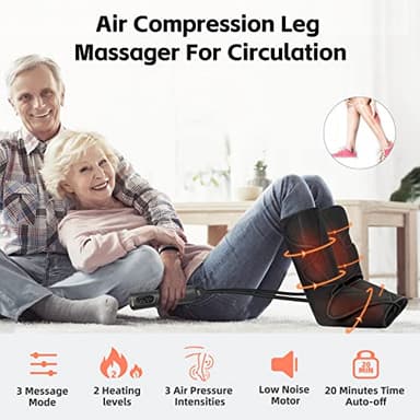 SHINE WELL Leg Massager for Circulation and Pain Relief, Leg Compression Massager with 2 Heating Levels 3 Modes 3 Intensities, for Neuropathy Pain, Blood Circulation, and Swelling Legs - Image 5