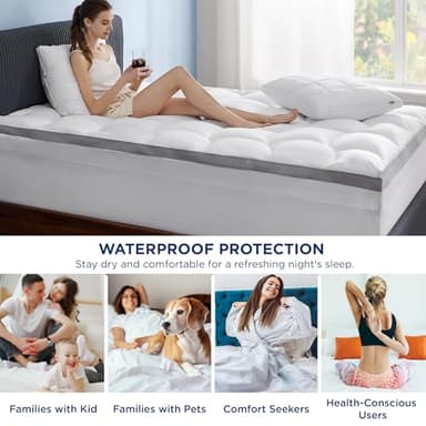 Bedsure 4 Inch Memory Foam Queen Mattress Topper, Dual Layer 2.5 Inch Gel Memory Foam & 800 GSM Waterproof Pillow Top Cooling Mattress Pad with 8-21 Inch Deep Pocket (Queen, 60x80 Inches) - Image 3