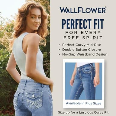 WallFlower Women's Luscious Curvy 23.5'' Crop Mid-Rise Insta Stretch Juniors (Standard and Plus), Christie, 7 - Image 4