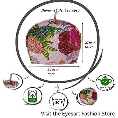 Tea Cozy for Teapot -Vintage Peach Floral Printed Insulated 100% Cotton Handmade Dust Cover for Teapot Features an Indian Mandala Designs in England and fits 1 to 6 Cup Kettle Cover - Image 7