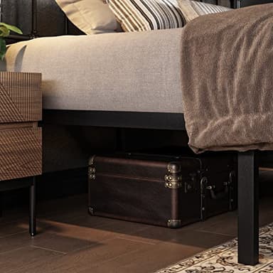 Allewie King Size Metal Platform Bed Frame with Victorian Style Wrought Iron-Art Headboard/Footboard, No Box Spring Required, Black - Image 5