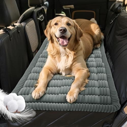 puxinargo Backseat Pet Bed Mat, Plaid Dog Bed for Car Back Seat, Flannel Dog Covers for Loveseats, Non-Slip Travel Pet Mat, Custom Fit for Backseat Extenders and Seat Covers, 54"x24.8", Blue Grey - Image 1