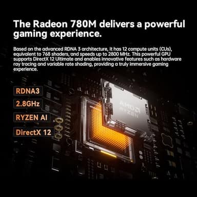 MINISFORUM UM890 Pro Mini PC Ryzen 9 8945HS (up to 5.2GHz) Desktop Computer 64GB RAM DDR5 5600MHz &1TB PCIe 4.0 SSD, Cculink Mini PC Quad Display HDMI/DP1.4/USB-C, AMD Radeon 780M/Dual LAN 2.5G - Image 3