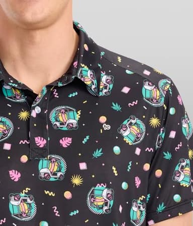 Tipsy Elves Men's Athletic Fit Golf Polo Shirts - Performance Golf Shirt for Men with 4-Way Stretch & Moisture-Wicking Fabric - Black Cart Dog, Size 3X-Large - Image 5