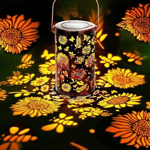 Sunflower Gifts Solar Lanterns Outdoor Waterproof Garden Decor Patio Decor, Hanging Solar Lanterns for Yard Porch Decor Outdoor, Gifts for Women, Gardening Gifts for Mom Birthday - Image 1