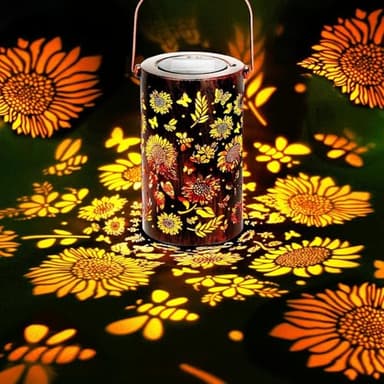 Sunflower Gifts Solar Lanterns Outdoor Waterproof Garden Decor Patio Decor, Hanging Solar Lanterns for Yard Porch Decor Outdoor, Gifts for Women, Gardening Gifts for Mom Birthday - Image 1