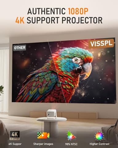 【Netflix Licensed & Auto focus Projector】VISSPL Smart Projector with WiFi and Bluetooth, Auto Focus & Keystone Protable Mini Projector with Stand, 4K Netflix Home Theater Projector - Image 6