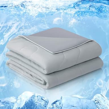 EASELAND Cooling Comforter King, Cold Touch Fabric Absorbs Body Heat, Double-Sided Cool Design Soft Fluffy Cooling Blanket for Night Sweats Hot Sleeper (Grey, King(108"x90")) - Image 1