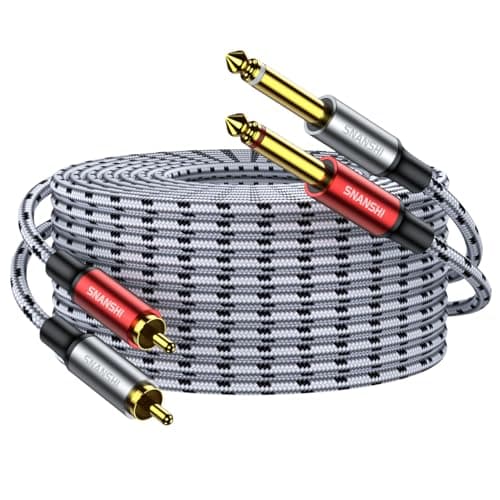 RCA to 1/4 Cable 6.6FT - Nylon Braided, Double Shielded 1/4 to RCA Audio Cable for Monitors, Mixer, Speakers, BluRay Player, Recorder, DJ Gear - Image 1