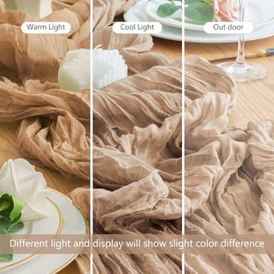 Wokceer Cheesecloth Table Runner 12Pack 10FT Nude Brown Christmas Gauze Cheese Cloth Table Runner for Party Rustic Sheer Table Runners for Baby Bridal Shower Wedding Easter Decor - Image 8