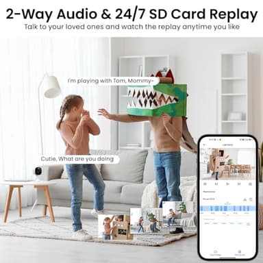 AOQEE 2K Cameras for Home Security-Outdoor/Indoor Camera for Dog/Cat/Pet/Nanny/Baby, Color Night Vision, White Light, Siren, 24/7 SD Recordings, Works with Alexa/Google Home, C1 (C1-White-2pack-2.4G) - Image 6