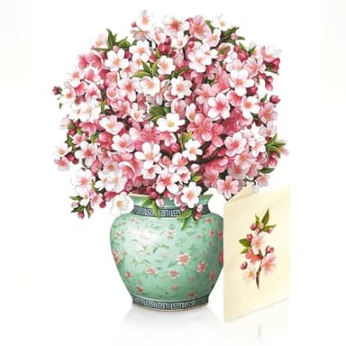 Freshcut Paper Pop Up Cards, Mini Cherry Blossoms, 6 Inch Mini Sized Forever Flower Bouquet 3D Popup Greeting Cards, Birthday Cards, Valentine's Day Card, Blank Notecard & Envelope - Image 6