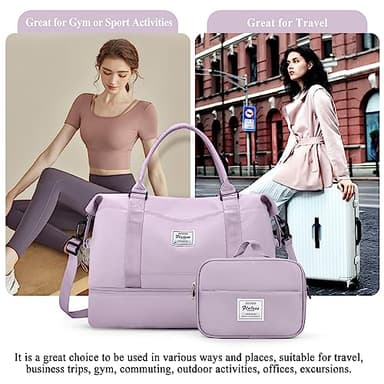 Weekender Bags for Women,Personal Item Travel Bag with Shoes Compartment,Overnight Travel Duffel Bag with Toiletry Bag - Image 9