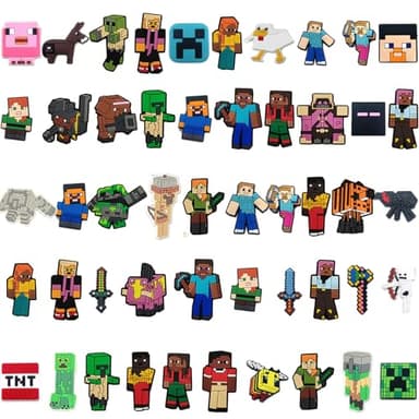 50PCS Video Game Croc Charms for Boys Teens Kids, Durable Pixel Themed Shoe Charms for Croc Clog Sandals, Variety Characters Cute Shoe Accessories, Party Favors Gifts for Game Fans - Image 1