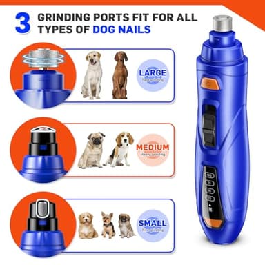 Dog Nail Grinder & Clipper 2-in-1 Set - 25dB Ultra Quiet with 3 Grinding Wheels & 2 LED Lights, Rechargeable for Large/Puppy Dogs & Cats, 3-Speed Adjustable for Anxious Pets - Image 4