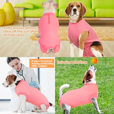 Wabdhaly Recovery Suit for Dogs,Dog Cone Alternative Zipper Surgery Suit Female Spay,Soft Dog Surgery Suit for Anti Licking,Breathable Surgical Suit for Dogs Female Spay - Image 4