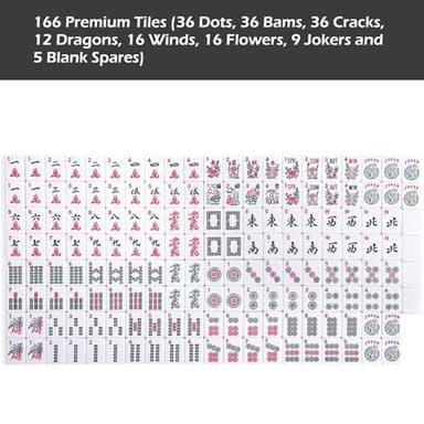 GUSTARIA American Mahjong Game Set, 166 Premium White Tiles, 4 All-in-One Color Rack/Pushers, Classic Complete Mahjong Tile Set with Black Carrying Bag - Image 9