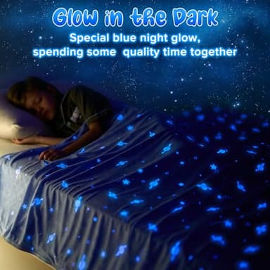 LUXEAR Cooling Blanket, Glow in the Dark Blanket Star Cosmic Cool Blanket for Boys Girls Gift Cooling Throw Blanket Keep Child/Adults Cool All Night Soft Breathable Summer Blanket for Bed Sofa 59x79in - Image 3