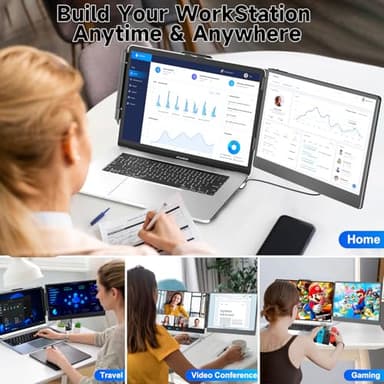 KEFEYA Laptop Screen Extender, 14" Portable Monitor for Laptops 13-17", 1080P FHD IPS Monitor Extender for Laptop with USB-C/HDMI Port, Plug n Play for Windows/Chrome/Mac/Switch/PS5 - Image 7