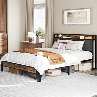 ANCTOR Queen Bed Frame, Storage Headboard with Outlets, Easy to Install, Sturdy and Stable, No Noise, No Box Springs Needed - Image 7