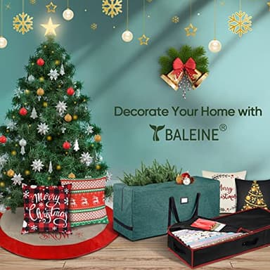 BALEINE Wrapping Paper Storage Organizer, 40" Durable 600D Oxford Fabric Gift Wrap Storage Bag with Flexible Partitions for Ribbon, Holiday Accessories (Black/Red) - Image 7