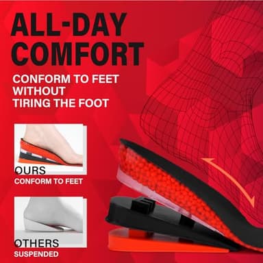 ERGOfoot Height Increase Insoles for Men, 4 Layers Adjustable Shoe Lifts Up to 3.54 Inches, Comfortable Height Boosting Insoles, Relieve Foot Pressure, Make You Taller All Day - Image 3
