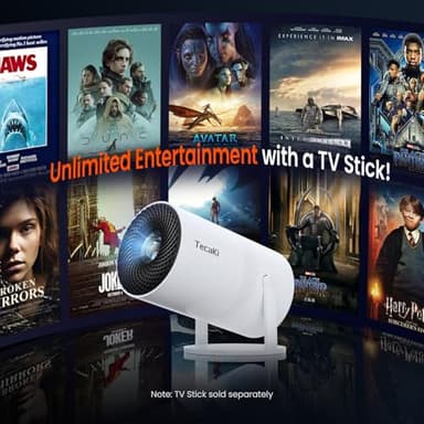 [Two-Way Bluetooth 5.2] Mini Portable Projector 1080P HD Multi-Angle Projection, Tecaki Smart Projector with 180°Rotatable Mount Auto Keystone Correction Long Lens Life (White2) - Image 6