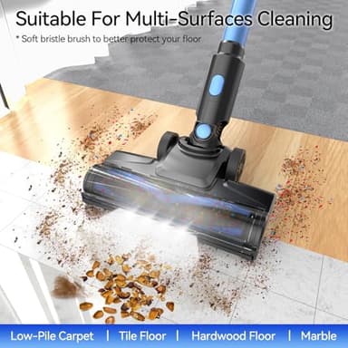 UML0 N8 Cordless Vacuum Cleaner, Lightweight Stick Vacuum with Powerful Suction, 2200mAh Battery, 40 Mins Runtime, Self-Standing, Rechargeable Vacuum Cleaners for Home Hardwood Floor Carpet Pet Hair - Image 4