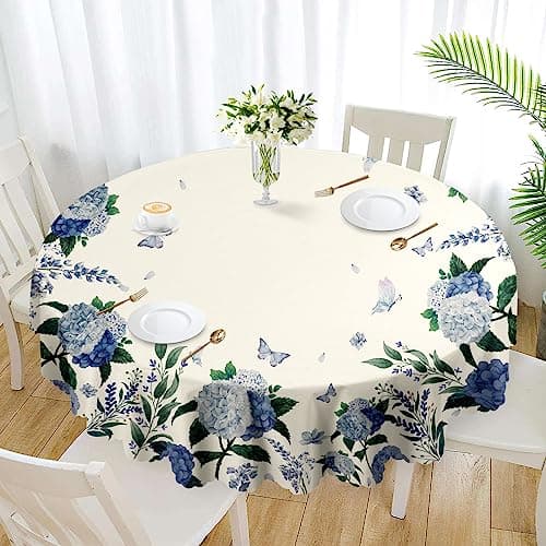 Eikione Round Tablecloth 70inch Floral Table Cloth, Colorful Tablecloths Polyester Waterproof Stain Wrinkle Free, Table Cover for Home Kitchen Dining Party Patio Decor - Image 1