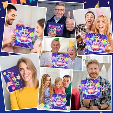 FITMITE Birthday Cards, Musical Pop Up Birthday Cards with Light, Blow Out LED Light Candle and Play Happy Birthday Music Pop Up Card, Birthday Gifts for Women Men Husband Wife Kids Greeting Cards - Image 6