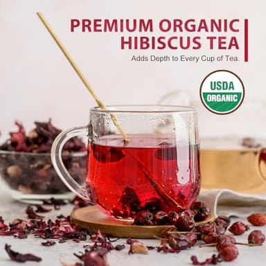 Soeos Organic Hibiscus Flower Herbal Tea, 1lb (16oz), Whole Dried Petals, Bold Tart Flavor, Caffeine-Free & Naturally Refreshing, Perfect for Iced Tea, Hot Infusions, and Floral Blends - Image 3