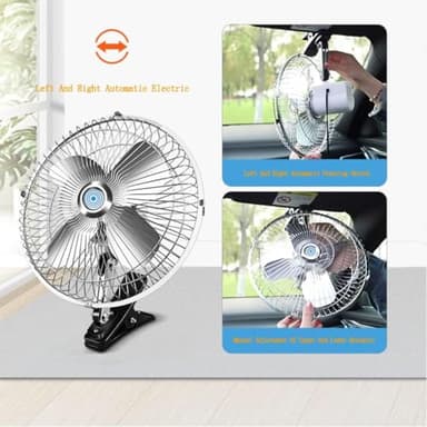 10-Inch Silver Cigarette Lighter Fan, Two-Speed Adjustment, 360-Degree Rotation Truck Fan, Clip-On Design 12 Volt, Perfect for Cars, Trucks, RVs and More(Cord Length 6.56FT) - Image 6