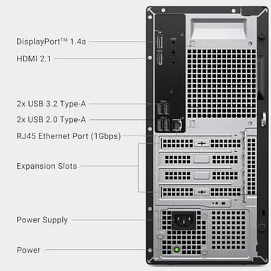 Dell Tower Desktop ECT1250 - Intel Core Ultra 7-265 Processor, Intel UHD Graphics, 32GB DDR5 5600MT/s Memory, 1TB M.2 SSD, 3.0 SD Card Reader, Wired Keyboard and Mouse, Basic Onsite Service - Image 10