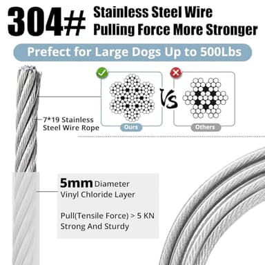 jenico Dog Tie Out Cable: 30 ft Dog Lead for Yard - Heavy Duty Chain Leash Outside for Small Large Dogs Up to 500 lbs - Outdoor Dog Runner Tether - Image 2