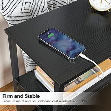HOOBRO End Table with Charging Station, Narrow Side Table with 2 Drawer & USB Port & Power Outlets, Nightstand for Small Spaces, Stable and Sturdy, for Living Room, Bedroom, Black BK541BZ01 - Image 8