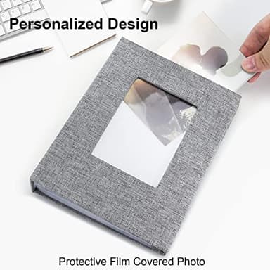 Vienrose Small Photo Album 4x6 Photos, 2 Pack Linen Cover Mini Photo Book, 26-Page Holds 52 Pictures, Artwork or Postcards Storage for Baby, Grey - Image 5