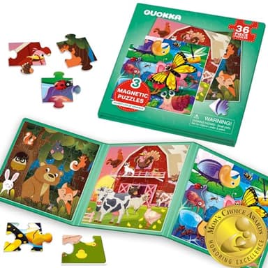 QUOKKA Magnetic Puzzles for Kids Ages 4-6 - 36 Pieces Sudoku Toddler Puzzles Ages 2-4 - Travel Games for Kids Ages 3-5 - Animal Farm Bugs Toddler Travel Toys - Car Airplane Road Trip Games - Image 1