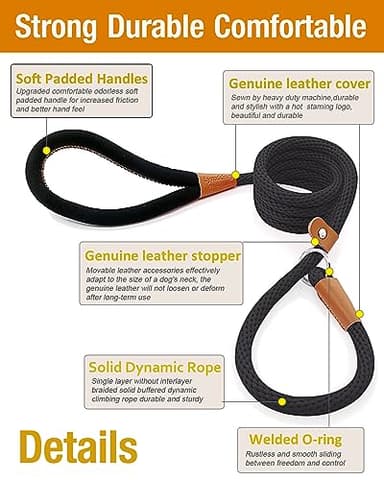 lynxking Slip Lead Dog Leash, 6 FT x 1/2" Heavy Duty Dog Loop Leashes, Comfortable Strong Rope Slip Leash for Dogs - Image 2