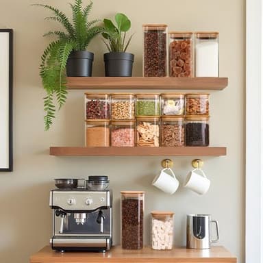 ComSaf 0.7 Qt Glass Food Storage Jars Set of 9, Clear Glass Storage Containers with Lids, Pantry Organization Jar, Spice, Blooming Tea, Oat, Coffee and Sugar Container, Small Canister Set for Kitchen - Image 6