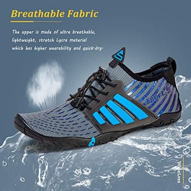 WateLves Water Shoes Mens Womens Beach Swim Shoes Quick-Dry Aqua Socks Pool Shoes for Surf Yoga Water Aerobics (B/Blue Gray, 42) - Image 3