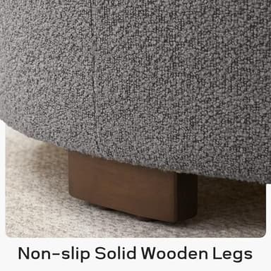 Zihanhome 30 Inch Round Storage Ottoman Coffee Table, Modern Boucle Ottoman with Lift-Off Lid and Solid Wood Legs for Living Room, Bedroom, Corners, Apartments (Grey) - Image 5