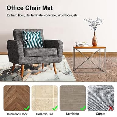 Anidaroel Office Chair Mat for Hardwood/Tile Floor, 48"x60" Desk Chair Mat for Office Gaming, Under Desk Rug for Rolling Chair, Anti-Slip Computer Chair Mats, Low-Pile Carpet Protector Rug - Image 3
