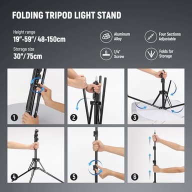 NEEWER Ring Light 18inch Kit: 55W 5600K Professional LED with Stand and Phone Holder, Soft Tube & Bag for Tattoo Lash Extension Barber Makeup Artist Studio Video Photography Lighting, RL-18 - Image 8