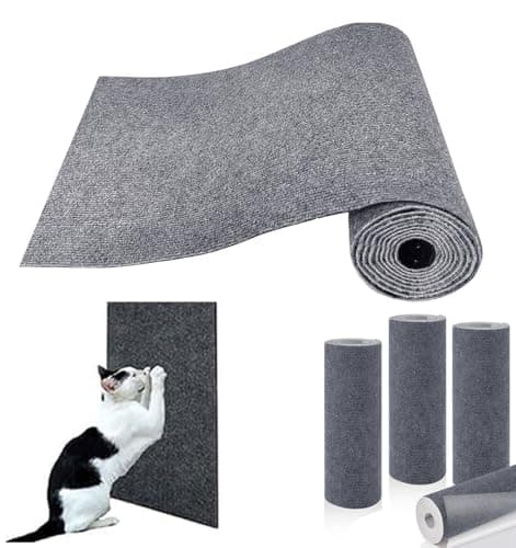 Rantow Trimmable Self-Adhesive Mat Cat Scratching Post Carpet Replacement Pad 78.7"x15.8" Cat Scratcher Cover for Cat Tree Shelf Shelves Steps Couch Furniture Wall DIY Protector (Dark Grey) - Image 1