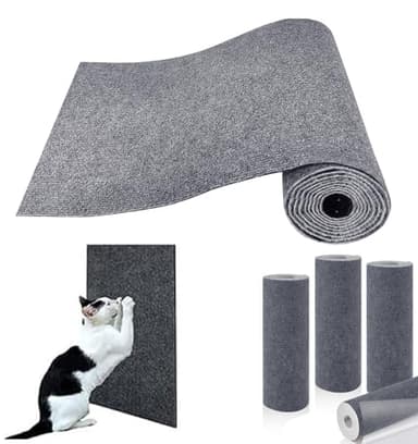 Rantow Trimmable Self-Adhesive Mat Cat Scratching Post Carpet Replacement Pad 78.7"x15.8" Cat Scratcher Cover for Cat Tree Shelf Shelves Steps Couch Furniture Wall DIY Protector (Dark Grey) - Image 1