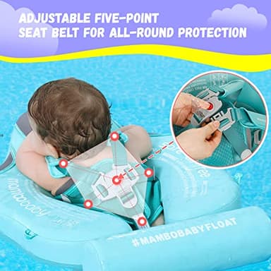 GENTEACO Mambobaby Baby Swim Float with Canopy Non-Inflatable Infant Pool Float with Tail 3-24 Months Avoid Flip Solid Skin-Friendly Material for Toddler Boys Girls(Deluxe Edition Green) - Image 5