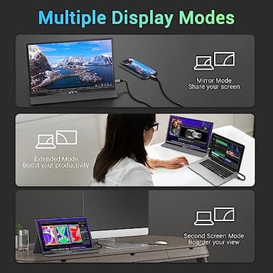KYY Portable Monitor 15.6'' FHD 1080P USB C HDMI Gaming Monitor Ultra-Slim IPS Display w/Smart Cover & Speakers, Plug&Play, External Monitor for Laptop PC Phone Mac Xbox PS4 - Image 7